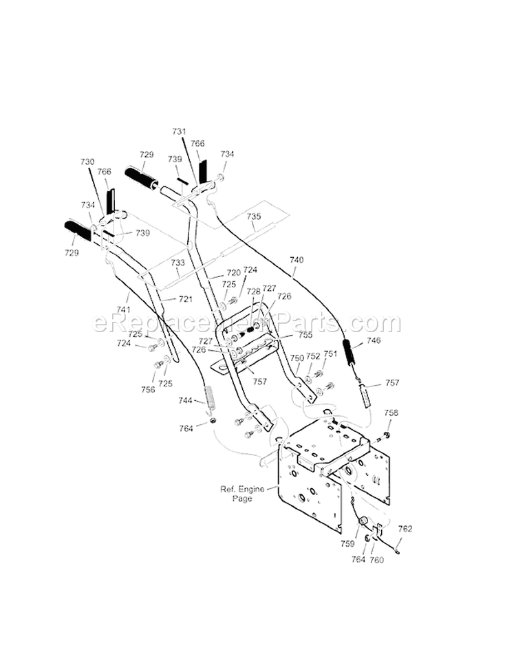 Handle Diagram and Parts List for 536887991  Craftsman Snow Blower