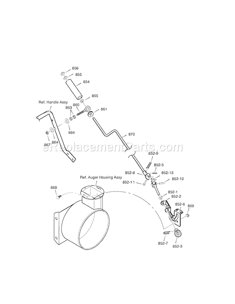 Chute Rod Diagram and Parts List for 536887992  Craftsman Snow Blower