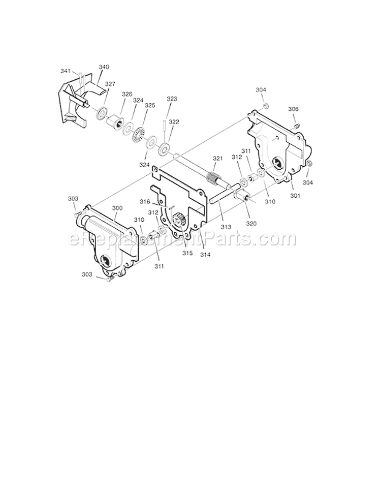 Gear Case Diagram and Parts List for 536887992  Craftsman Snow Blower