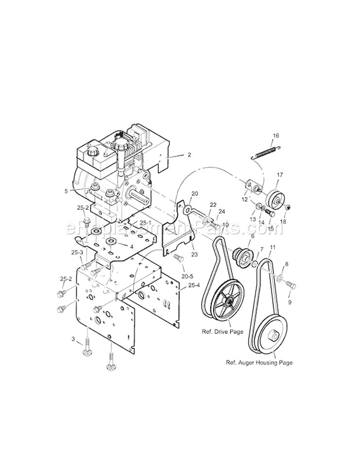 Engine Diagram and Parts List for 536887993  Craftsman Snow Blower