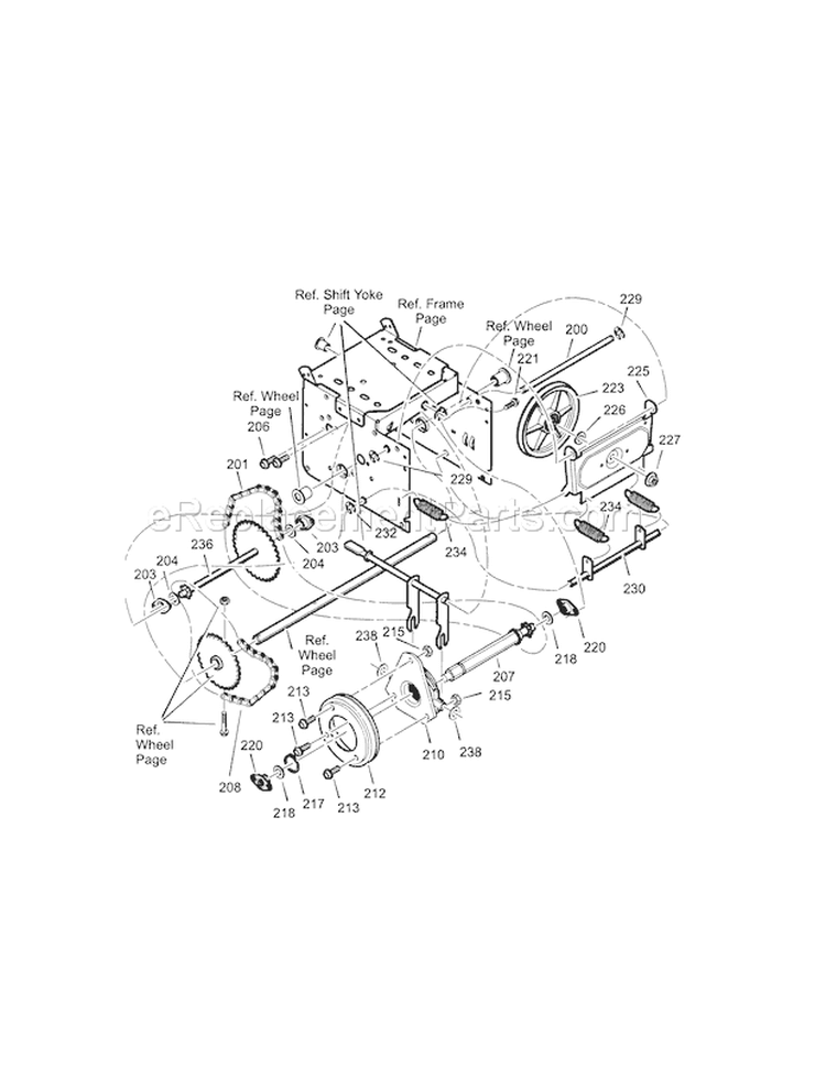 Drive Diagram and Parts List for 536887993  Craftsman Snow Blower