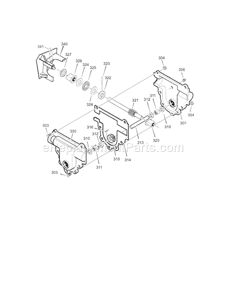Gear Case Diagram and Parts List for 536887993  Craftsman Snow Blower