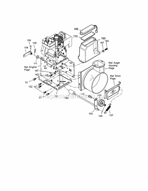 Page C Diagram and Parts List for 536887994  Craftsman Snow Blower