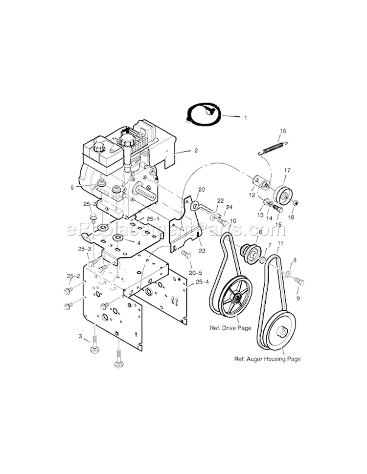 Engine Diagram and Parts List for 536887995  Craftsman Snow Blower