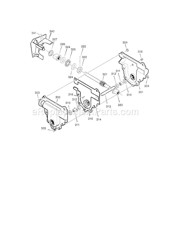 Gear Case Diagram and Parts List for 536887995  Craftsman Snow Blower