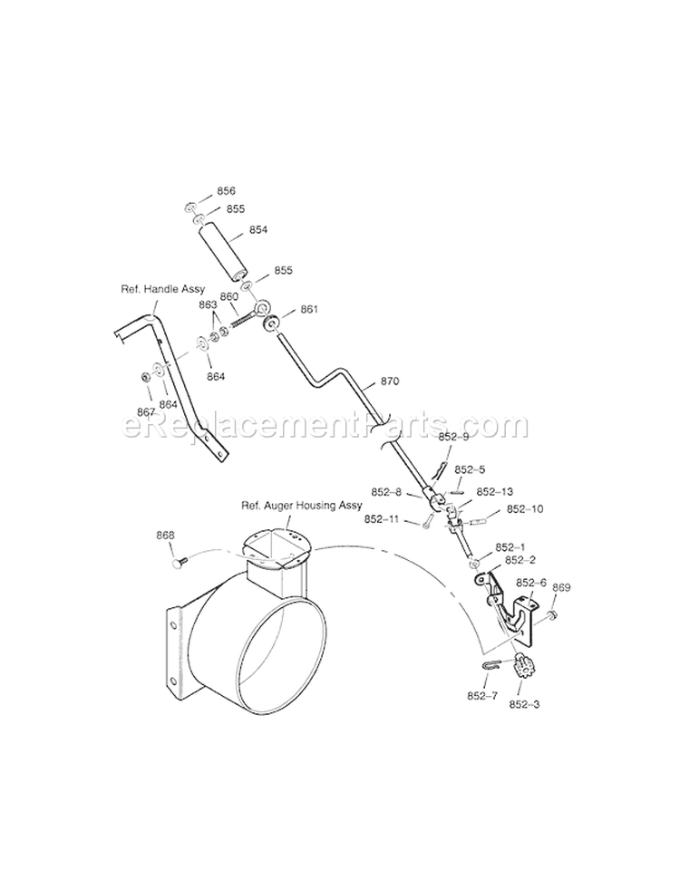 Chute Rod Diagram and Parts List for 536887995  Craftsman Snow Blower