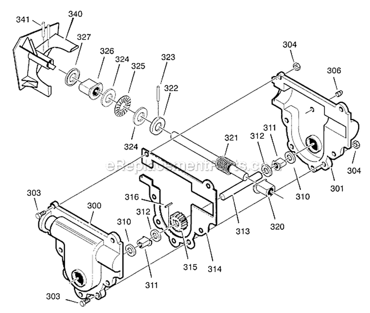 Gear Case Diagram and Parts List for 536887996  Craftsman Snow Blower
