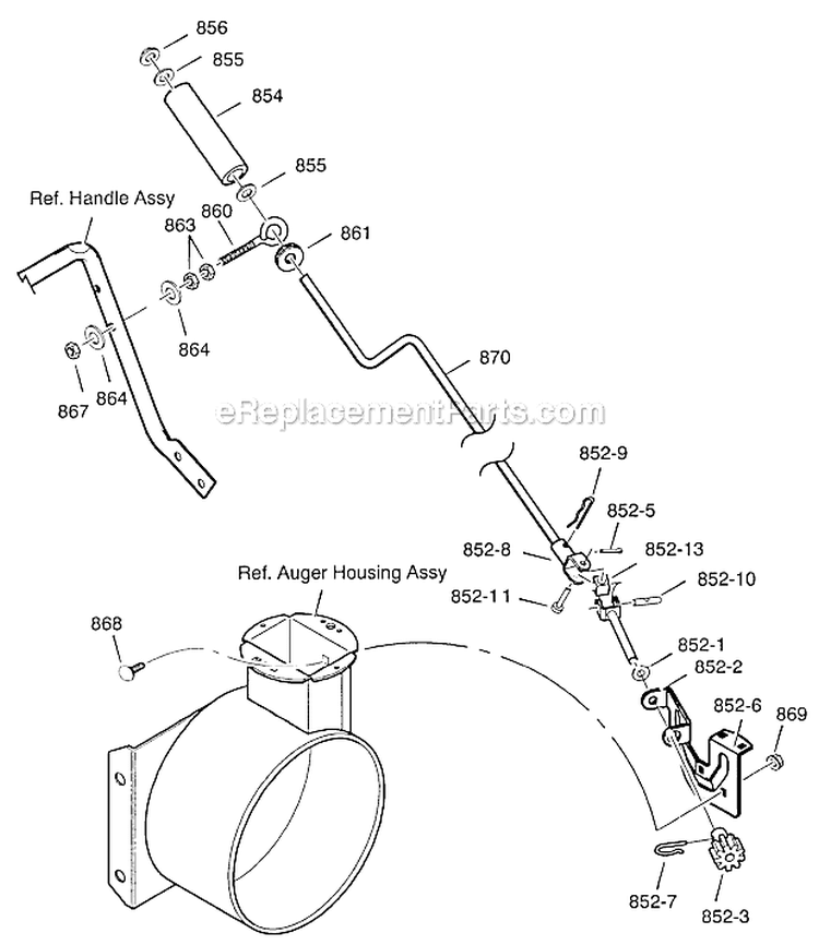 Chute Rod Diagram and Parts List for 536887996  Craftsman Snow Blower