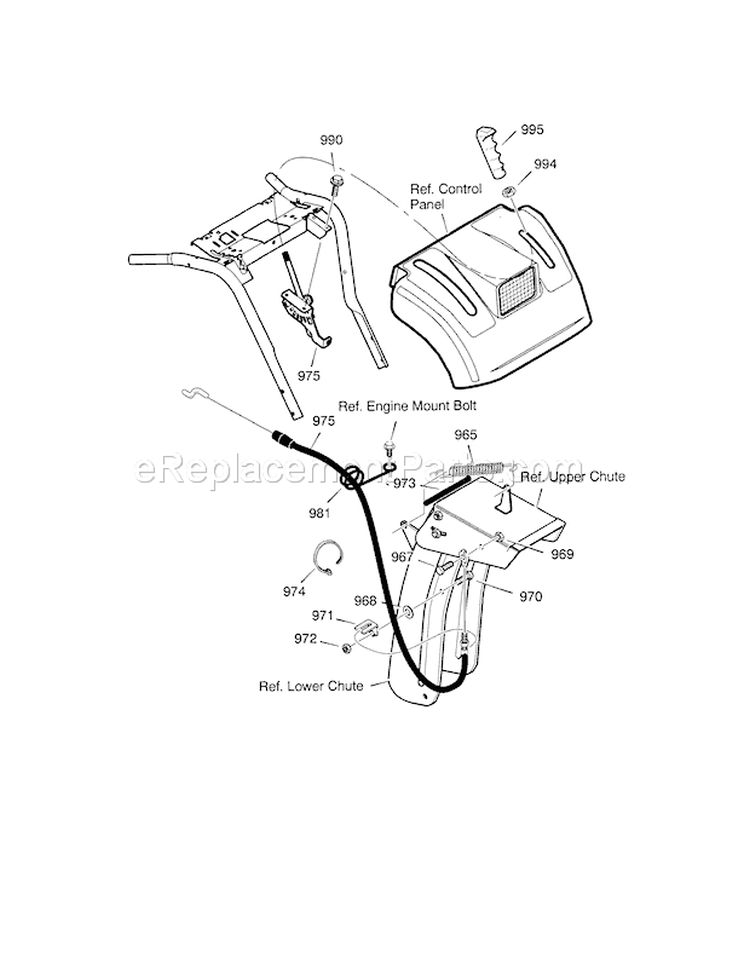 Remote Chute Control Diagram and Parts List for 536888110  Craftsman Snow Blower