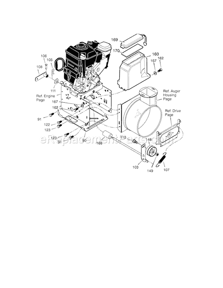 Frame Diagram and Parts List for 536888110  Craftsman Snow Blower