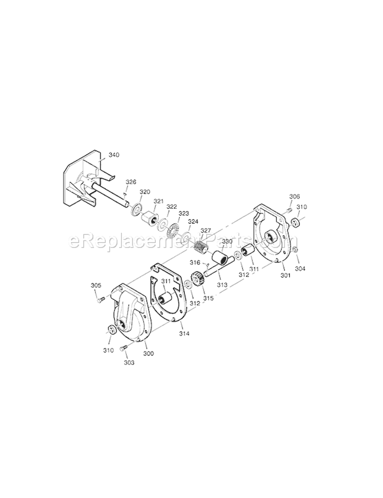 Gear Case Diagram and Parts List for 536888110  Craftsman Snow Blower