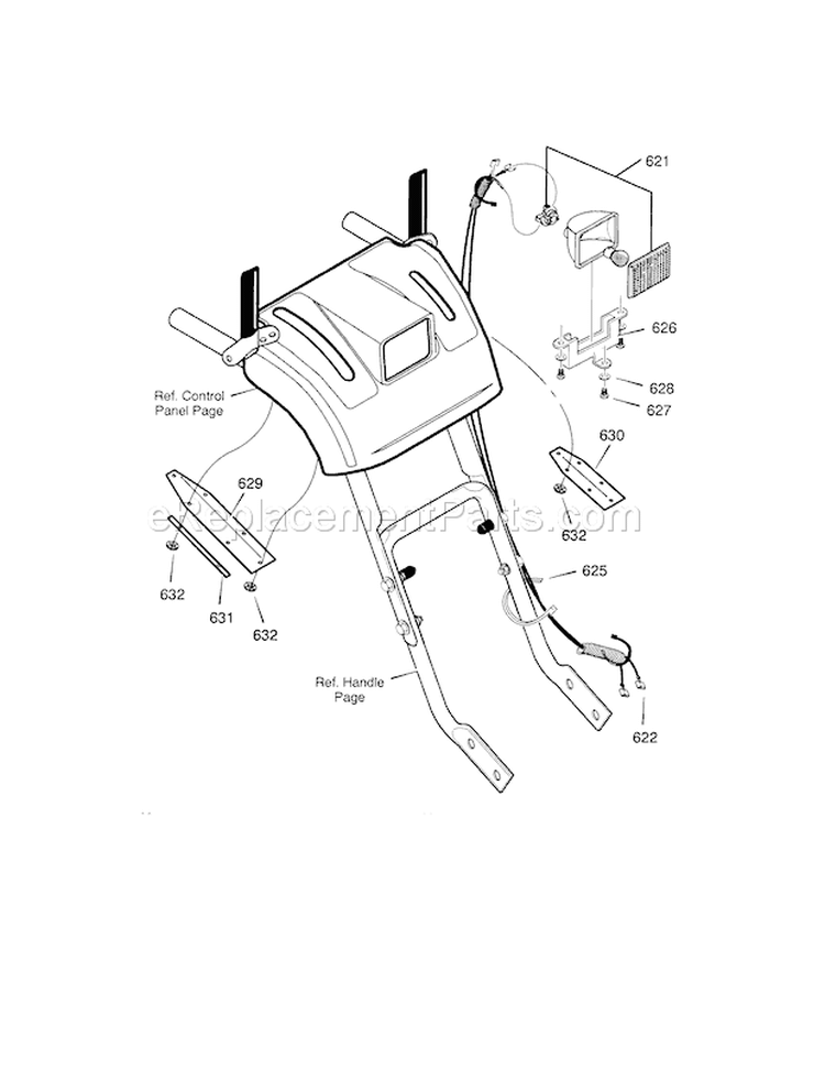 Headlight Diagram and Parts List for 536888110  Craftsman Snow Blower