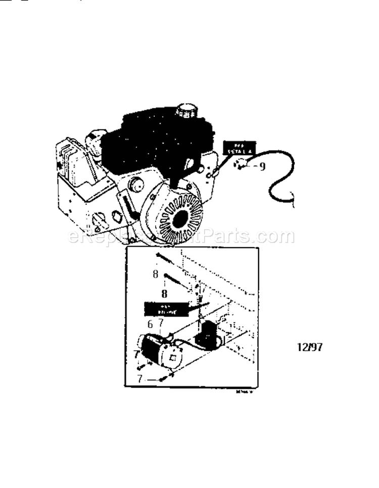 Electric Start Assembly Diagram and Parts List for 536888400  Craftsman Snow Blower