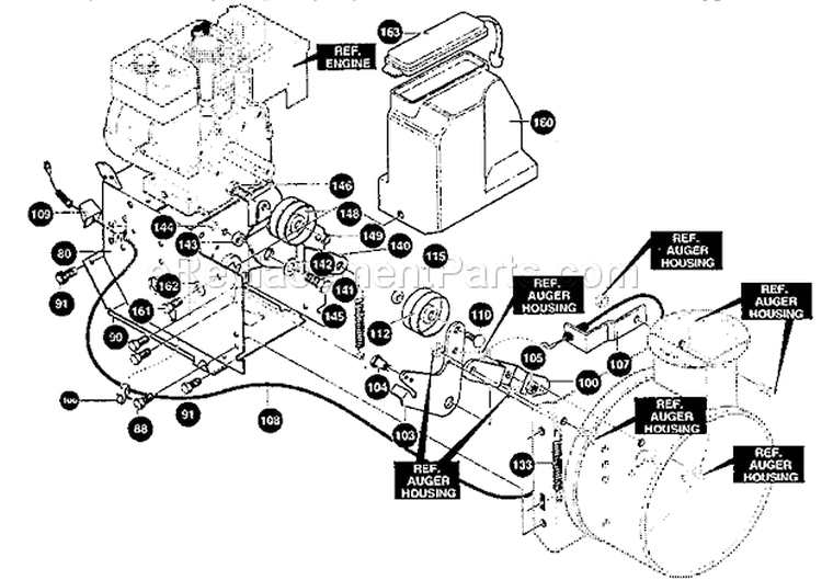 Frame Assebmbly Diagram and Parts List for 536888400  Craftsman Snow Blower