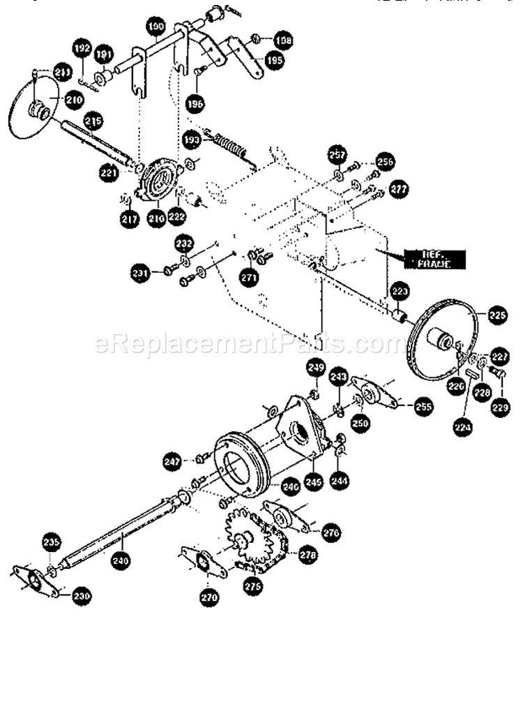 Drive Assembly Diagram and Parts List for 536888400  Craftsman Snow Blower