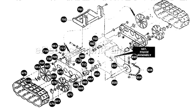 Track Assembly Diagram and Parts List for 536888400  Craftsman Snow Blower