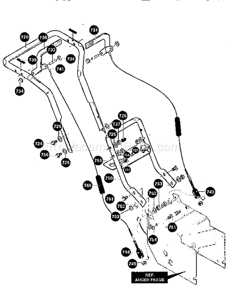 Handle Assembly Diagram and Parts List for 536888400  Craftsman Snow Blower