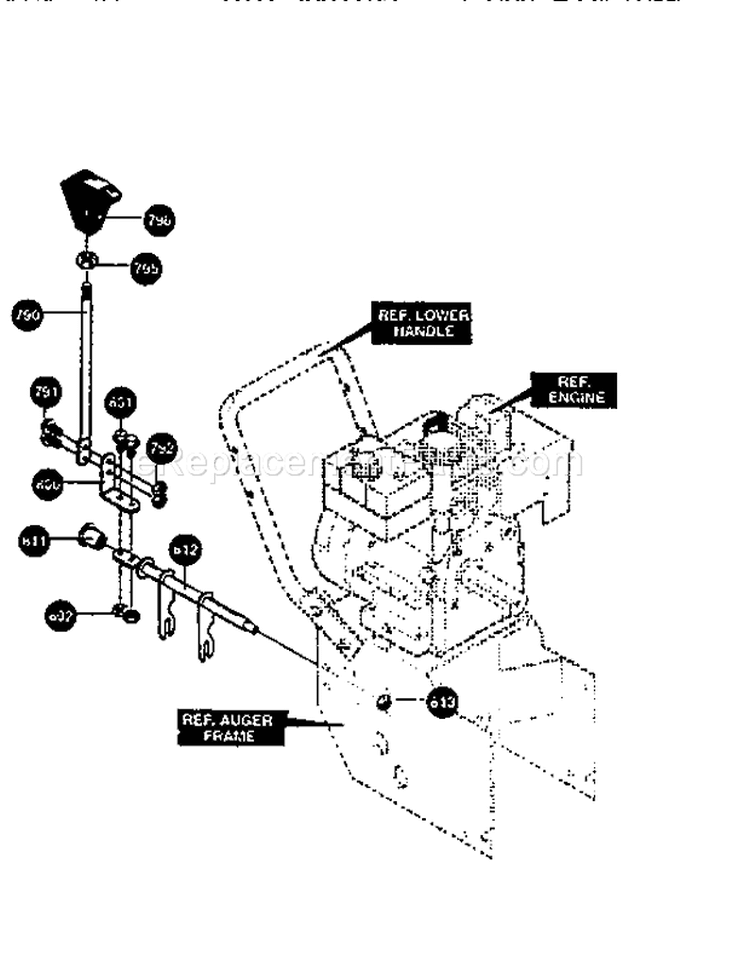 Shift Yoke Assembly Diagram and Parts List for 536888400  Craftsman Snow Blower