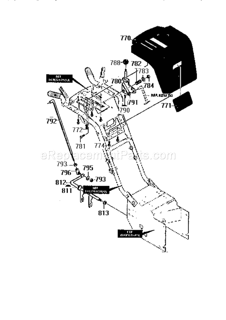 Page J Diagram and Parts List for 536888600  Craftsman Snow Blower