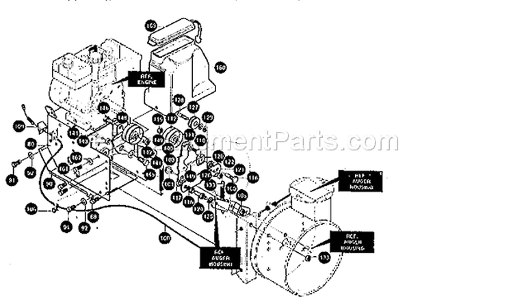 Frame Assembly Diagram and Parts List for 536888600  Craftsman Snow Blower