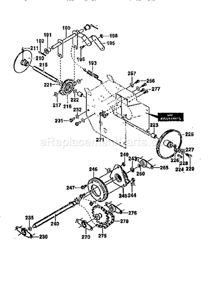 Drive Assembly Diagram and Parts List for 536888600  Craftsman Snow Blower