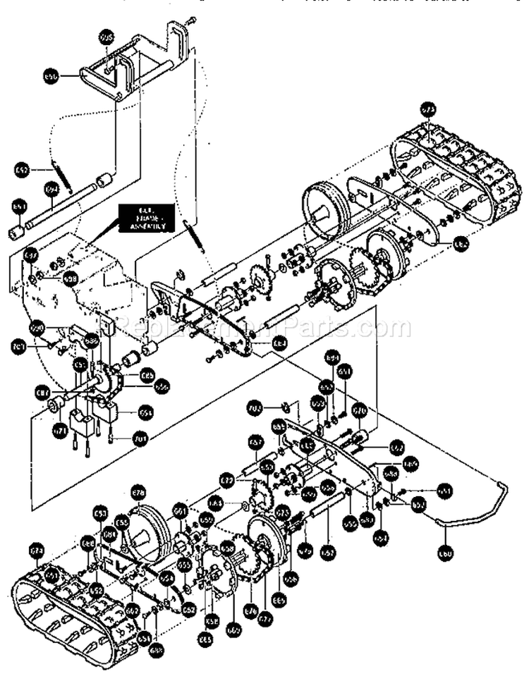 Track Assembly Diagram and Parts List for 536888600  Craftsman Snow Blower