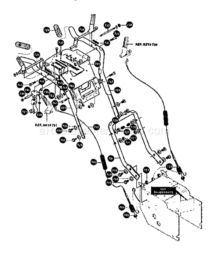 Handle Assembly Diagram and Parts List for 536888600  Craftsman Snow Blower