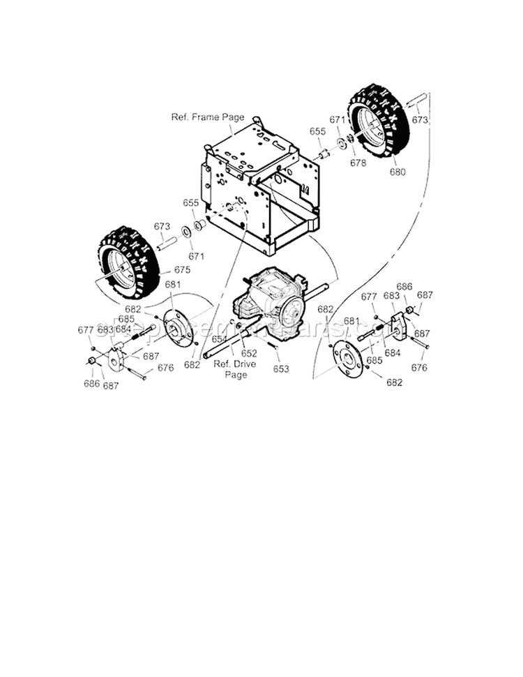 Wheel Assembly Diagram and Parts List for 536889250  Craftsman Snow Blower