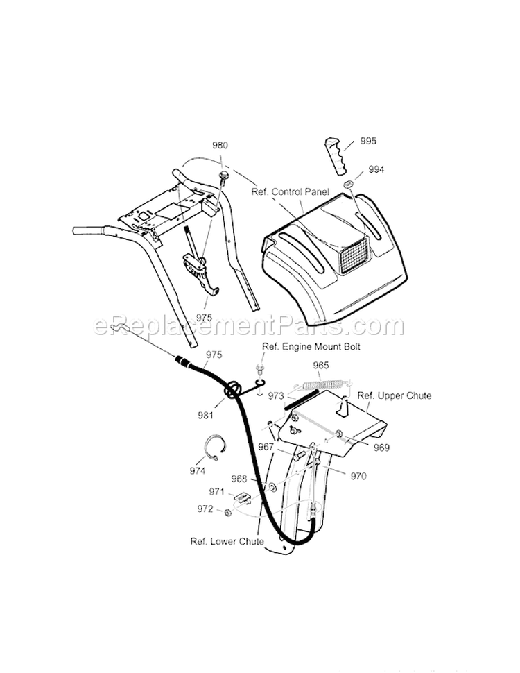 Remote Control Diagram and Parts List for 536889250  Craftsman Snow Blower