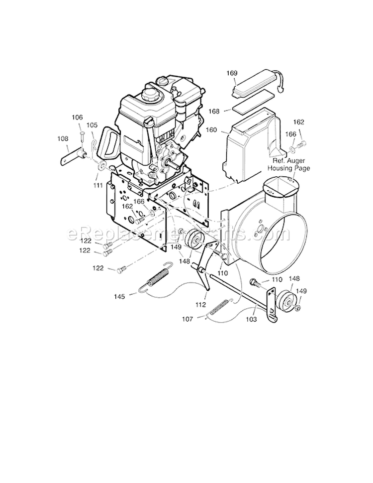 Frame Diagram and Parts List for 536889251  Craftsman Snow Blower