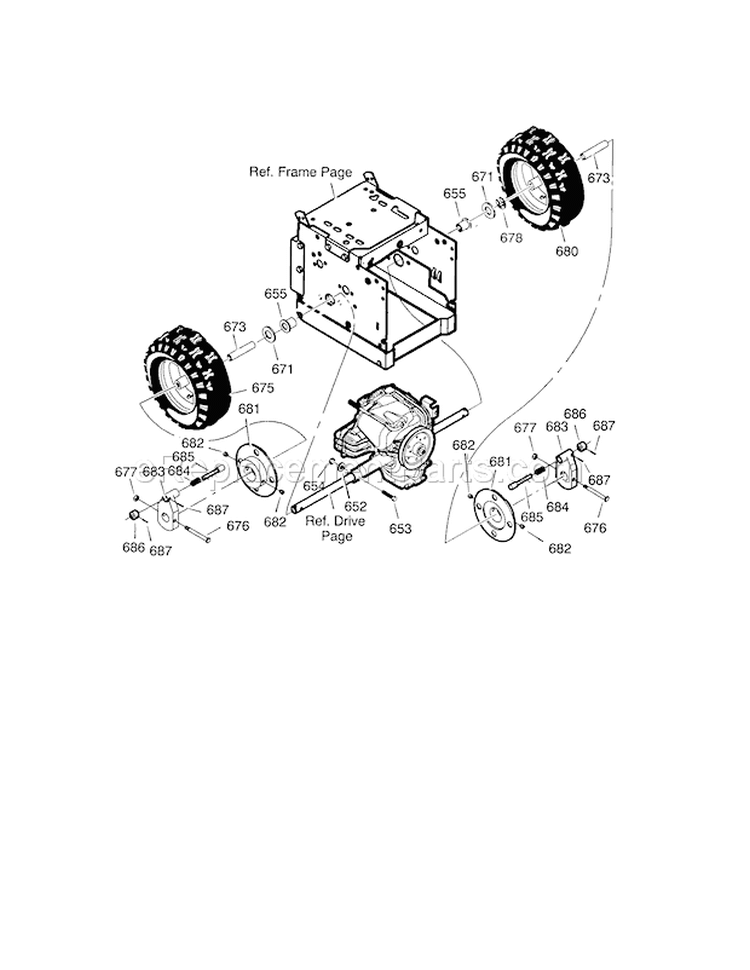 Wheel Assembly Diagram and Parts List for 536889251  Craftsman Snow Blower