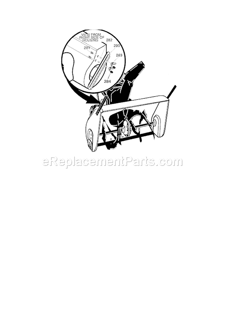 Drift Cutter Assembly Diagram and Parts List for 536889252  Craftsman Snow Blower