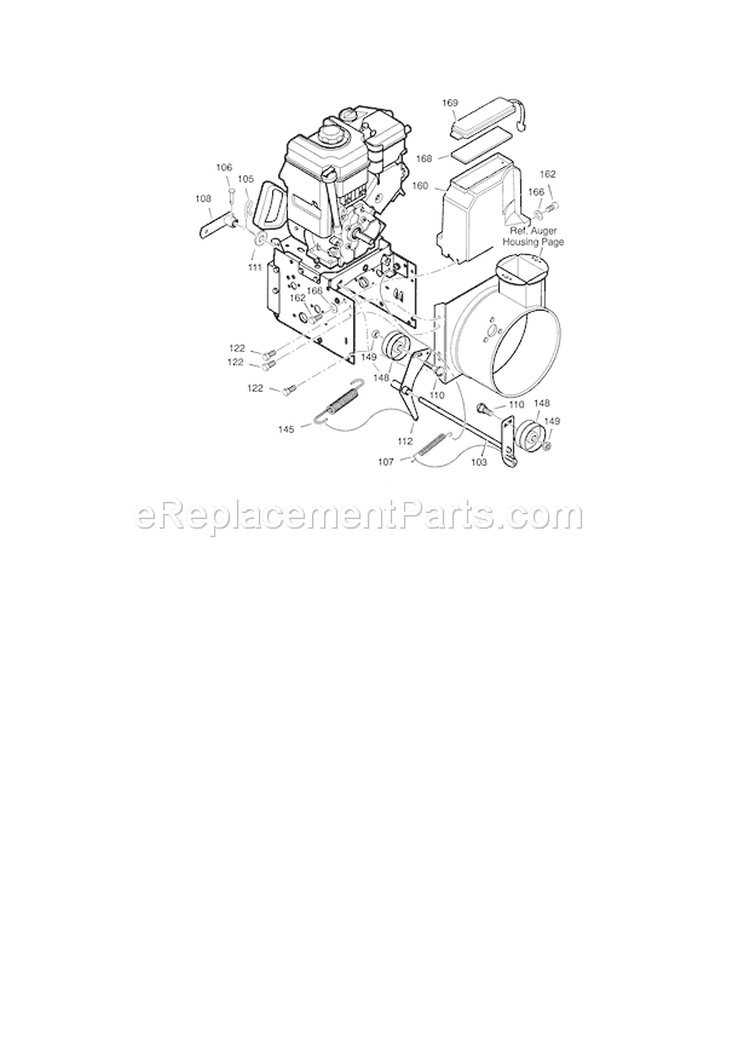 Frame Diagram and Parts List for 536889252  Craftsman Snow Blower