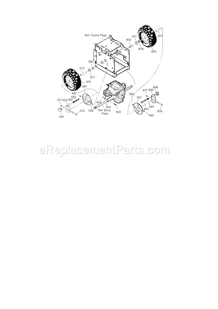 Wheel Assembly Diagram and Parts List for 536889252  Craftsman Snow Blower