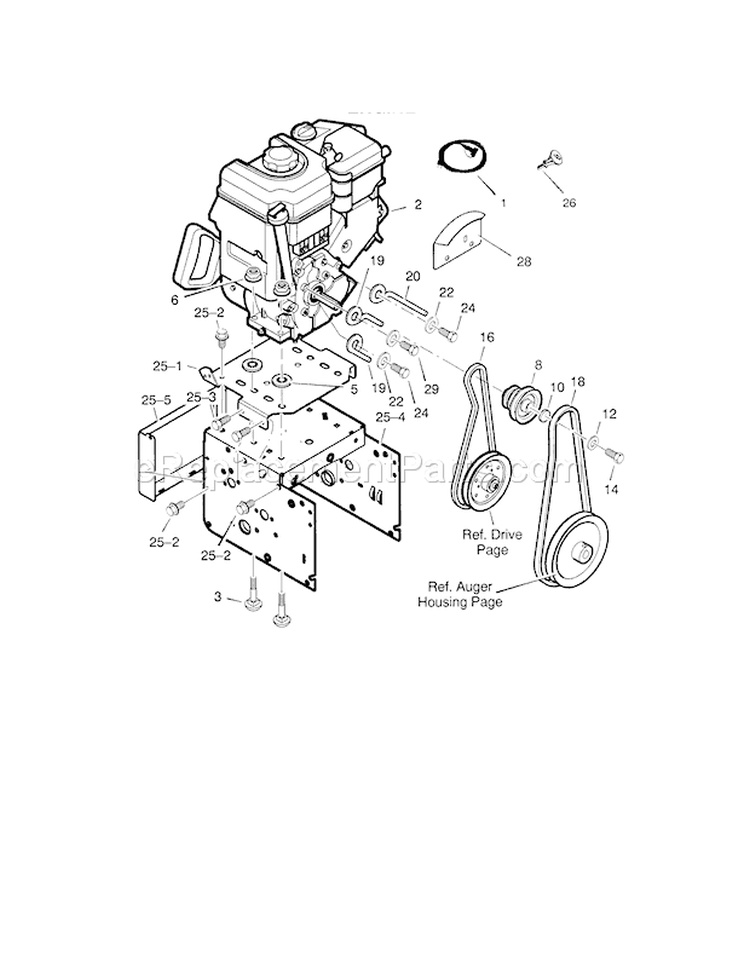 Engine Diagram and Parts List for 536889253  Craftsman Snow Blower