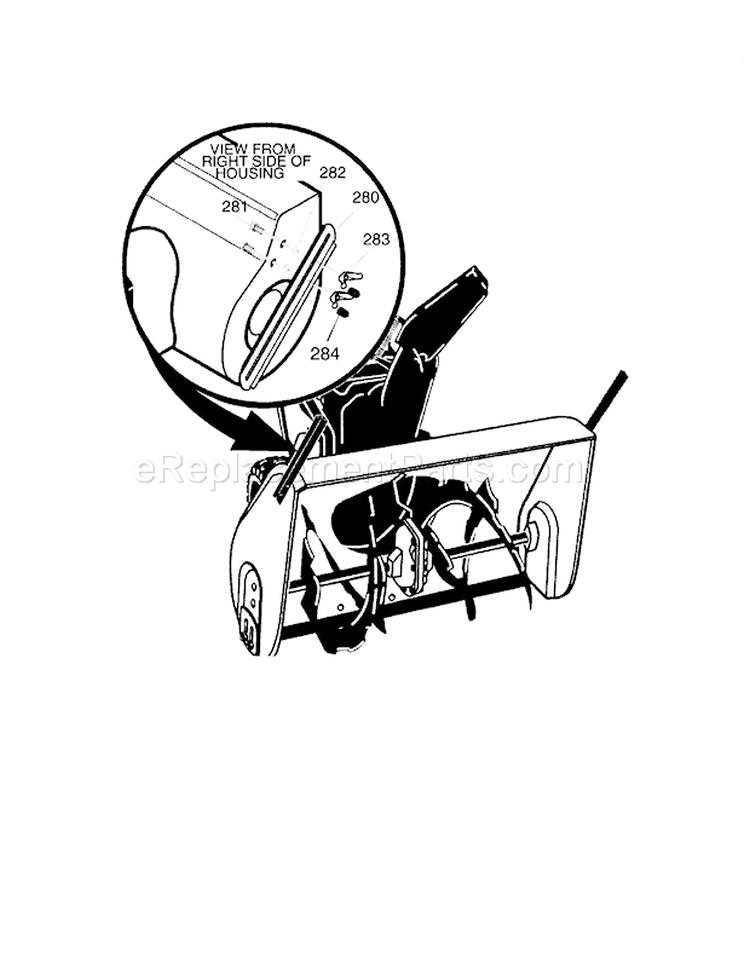 Drift Cutter Assembly Diagram and Parts List for 536889253  Craftsman Snow Blower