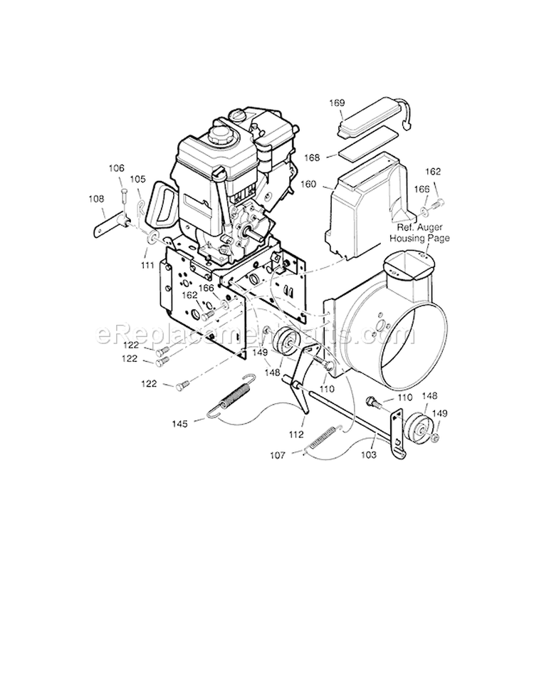 Frame Diagram and Parts List for 536889253  Craftsman Snow Blower