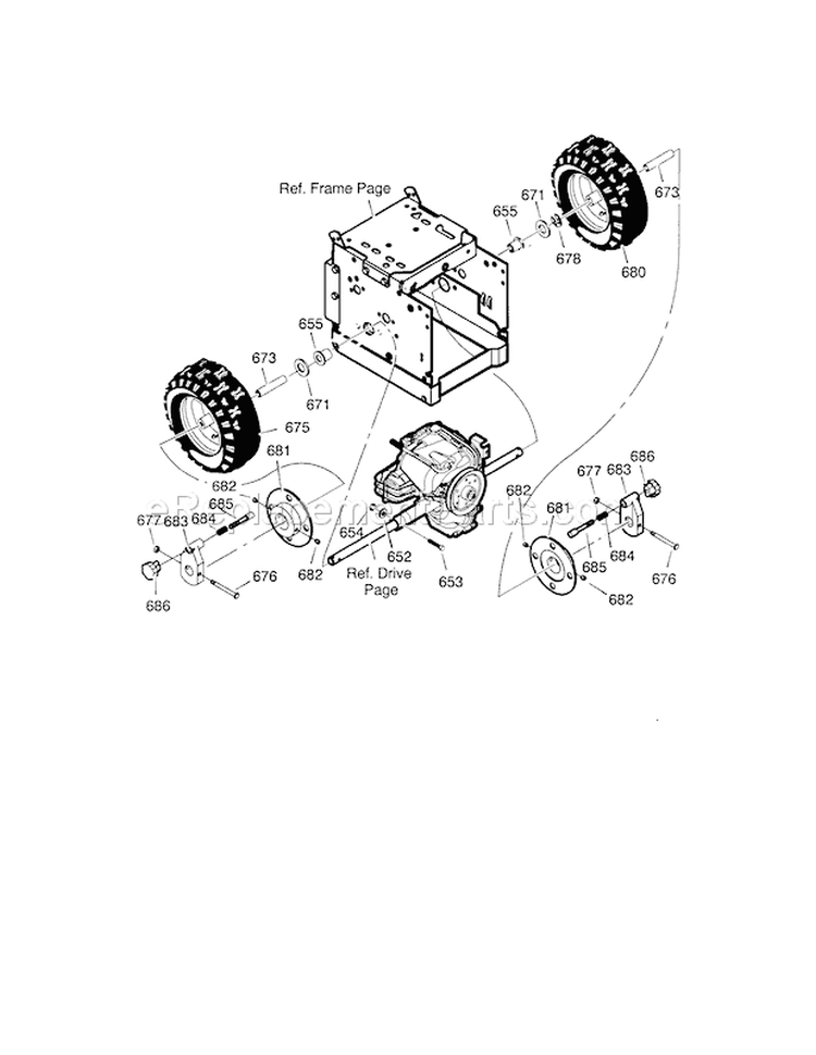 Wheel Assembly Diagram and Parts List for 536889253  Craftsman Snow Blower