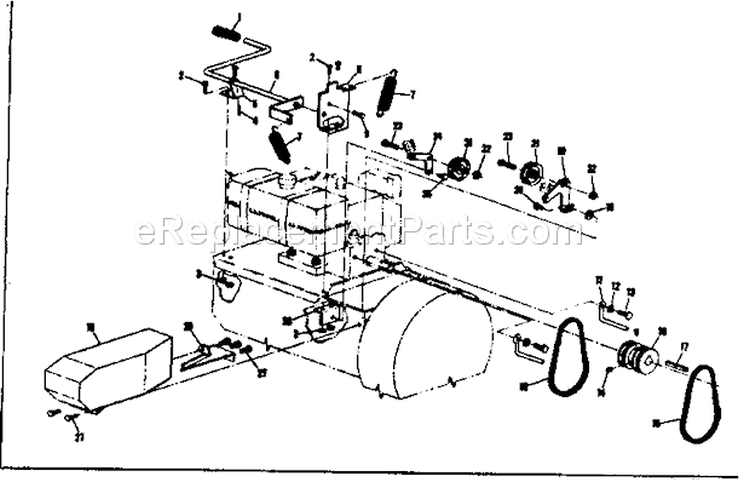 Throwout Handel Diagram and Parts List for 53690510  Craftsman Snow Blower