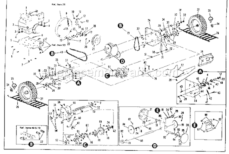 Wheel Assembly Diagram and Parts List for 536906001  Craftsman Snow Blower