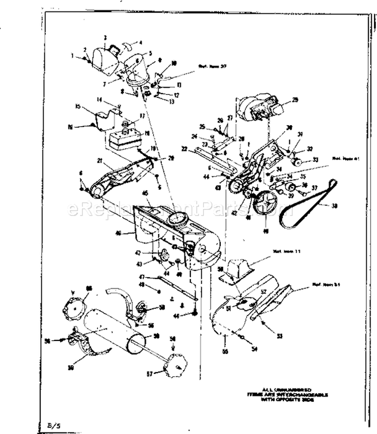Auger Housing Diagram and Parts List for 539819501  Craftsman Snow Blower