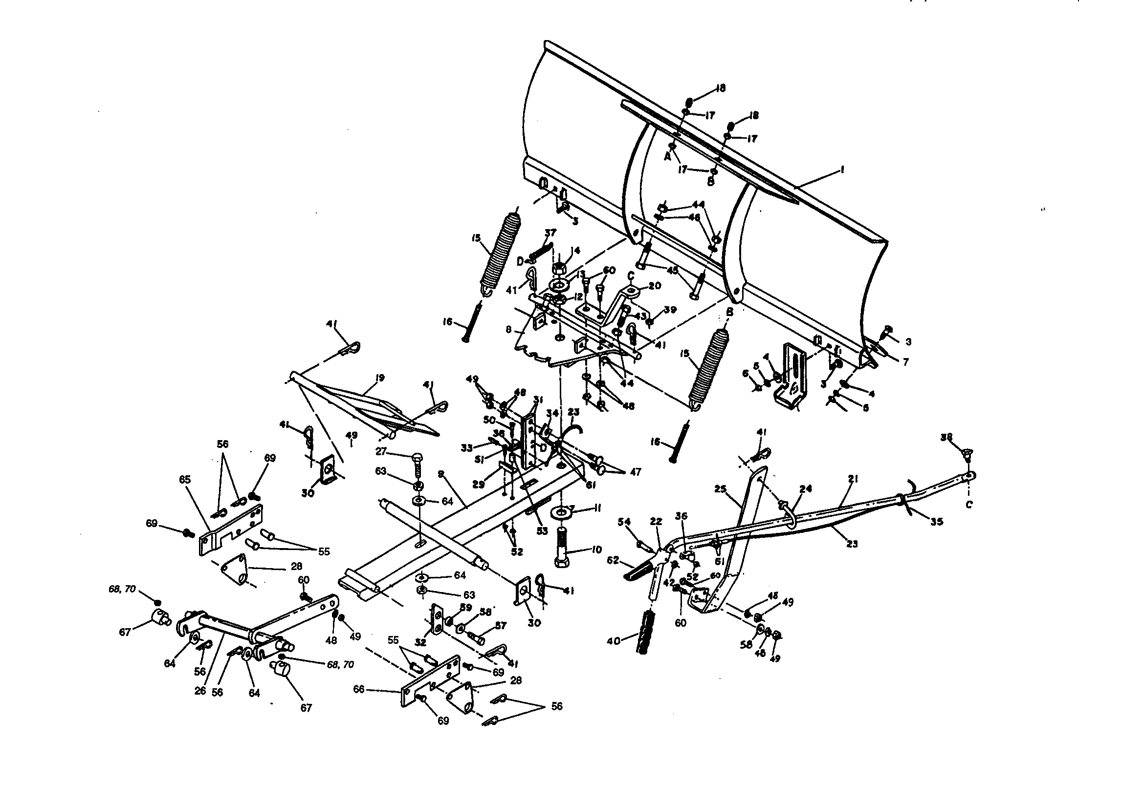 48" Dozer Blade Diagram and Parts List for 486244120  Craftsman Lawn Tractor