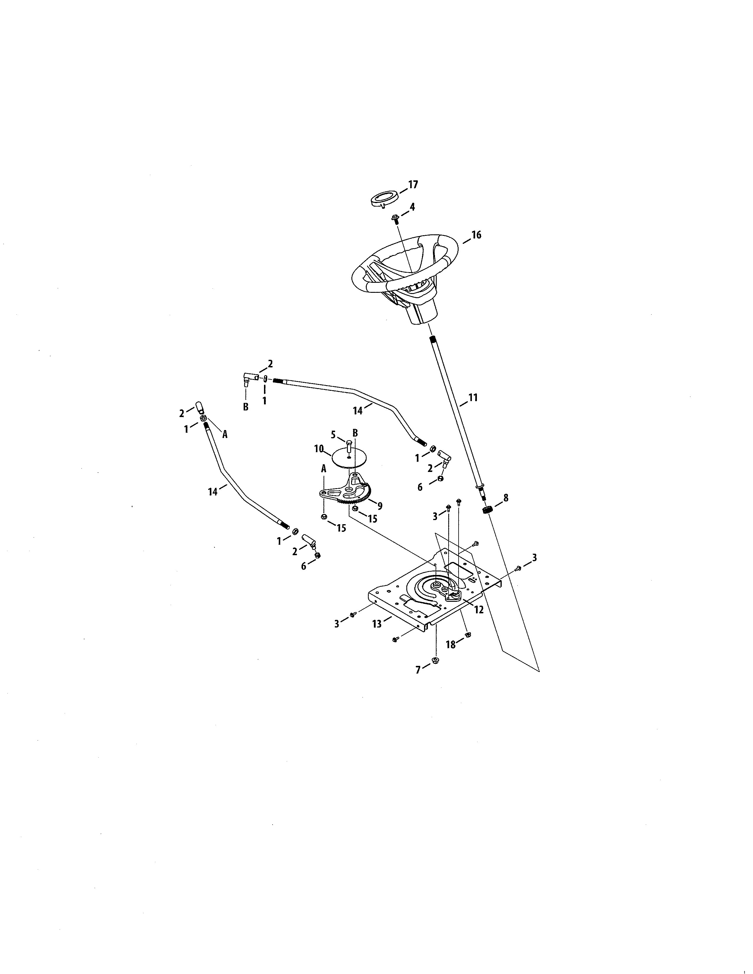 Steering Diagram and Parts List for 247204400  Craftsman Lawn Tractor