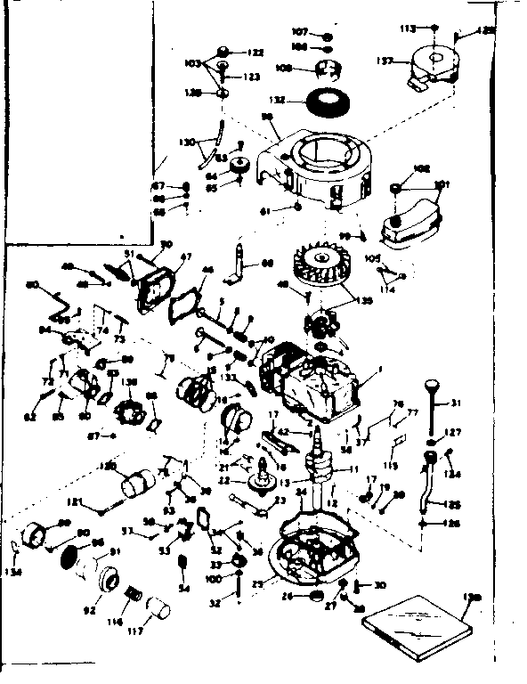 Basic Engine Diagram and Parts List for 143184292  Craftsman Engine