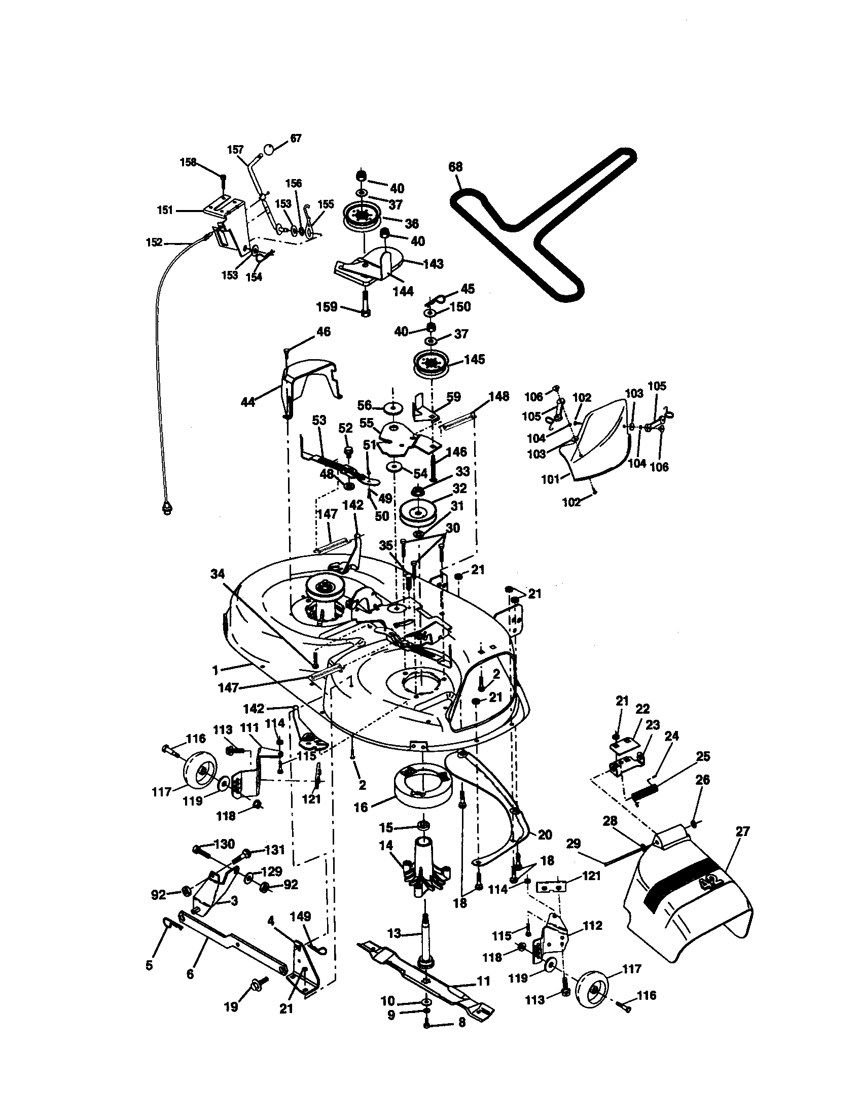 Mower Deck Diagram and Parts List for 917272060  Craftsman Lawn Tractor