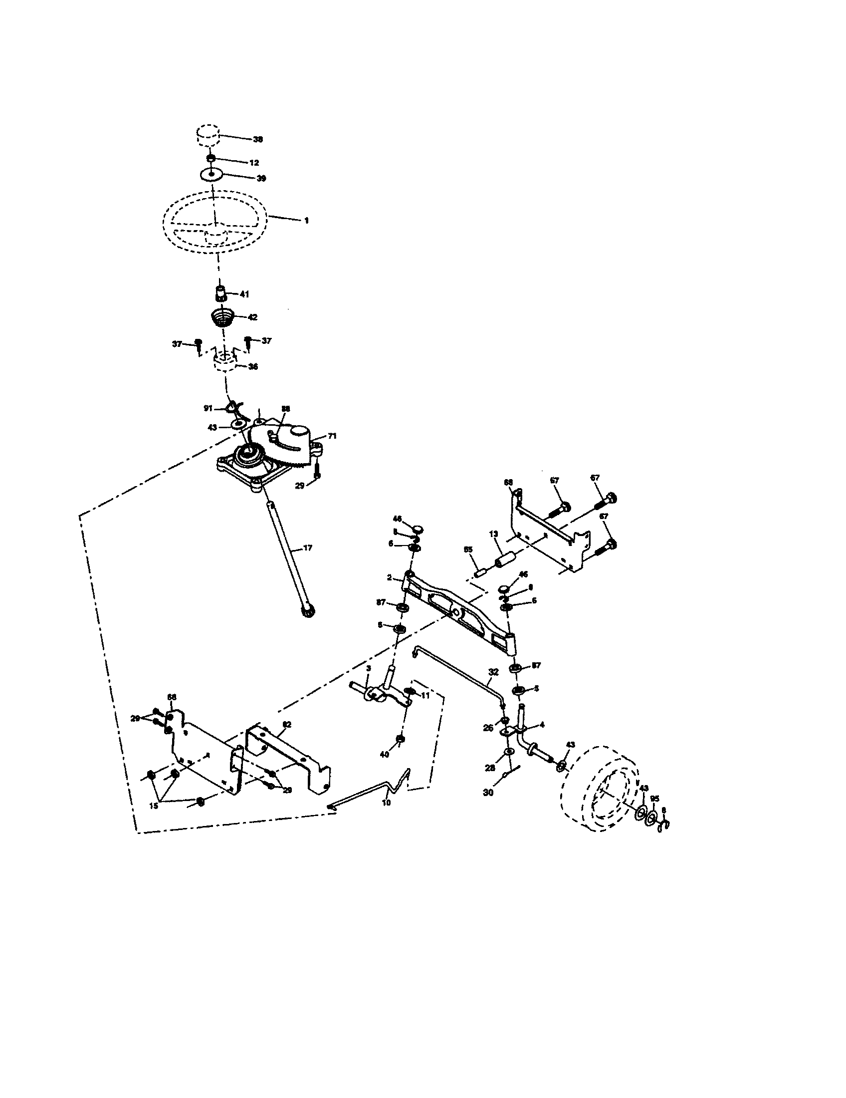 Steering Diagram and Parts List for 917275685  Craftsman Lawn Tractor
