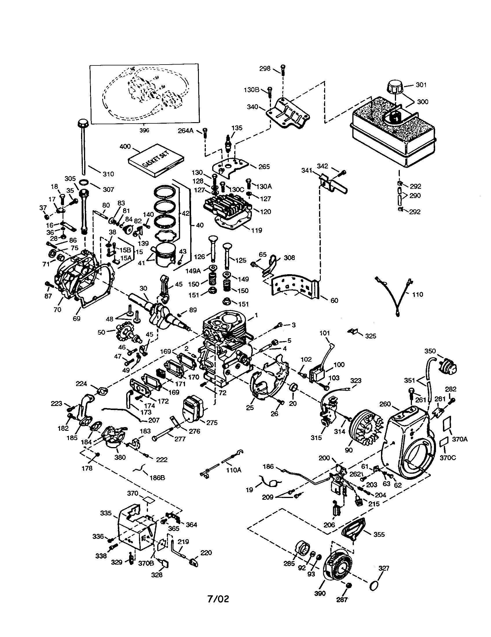 4-cycle Engine Diagram and Parts List for 143971003  Craftsman Engine
