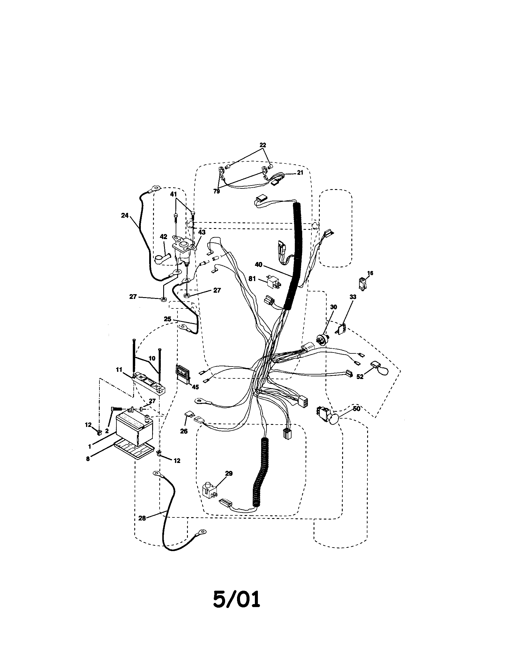 Electrical Diagram and Parts List for 917272954  Craftsman Lawn Tractor