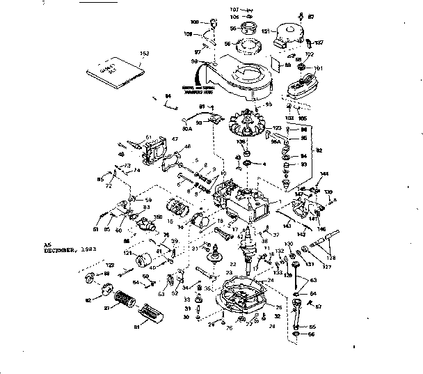 Replacement Parts Diagram and Parts List for 143344042  Craftsman Engine