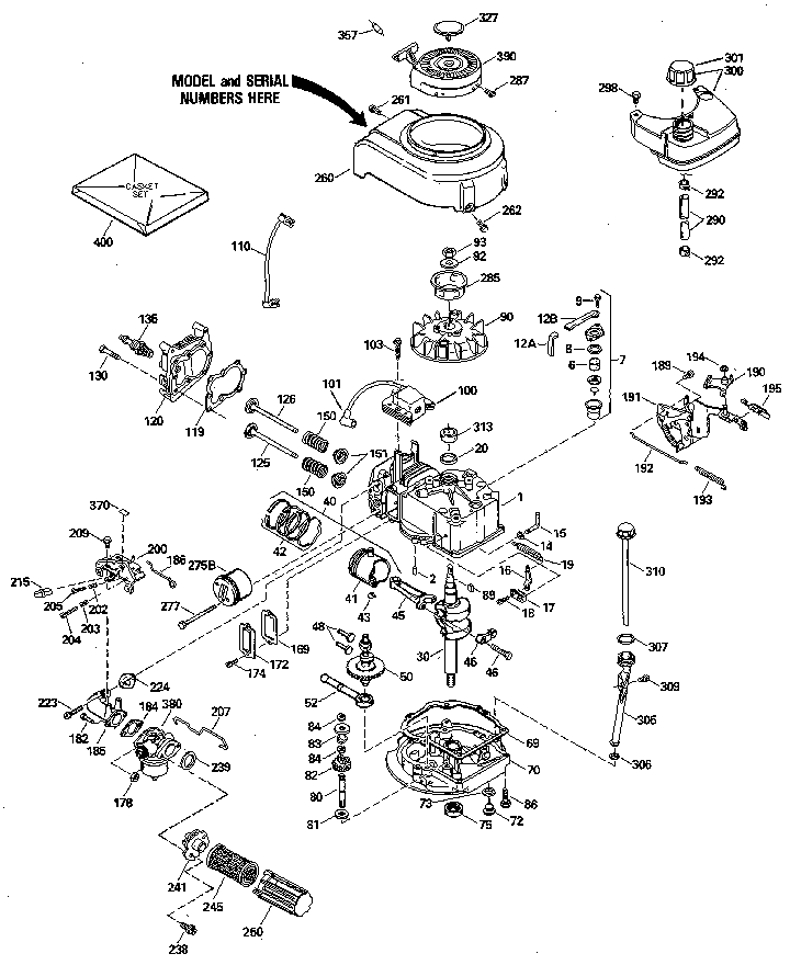 Replacement Parts Diagram and Parts List for 143414332  Craftsman Engine